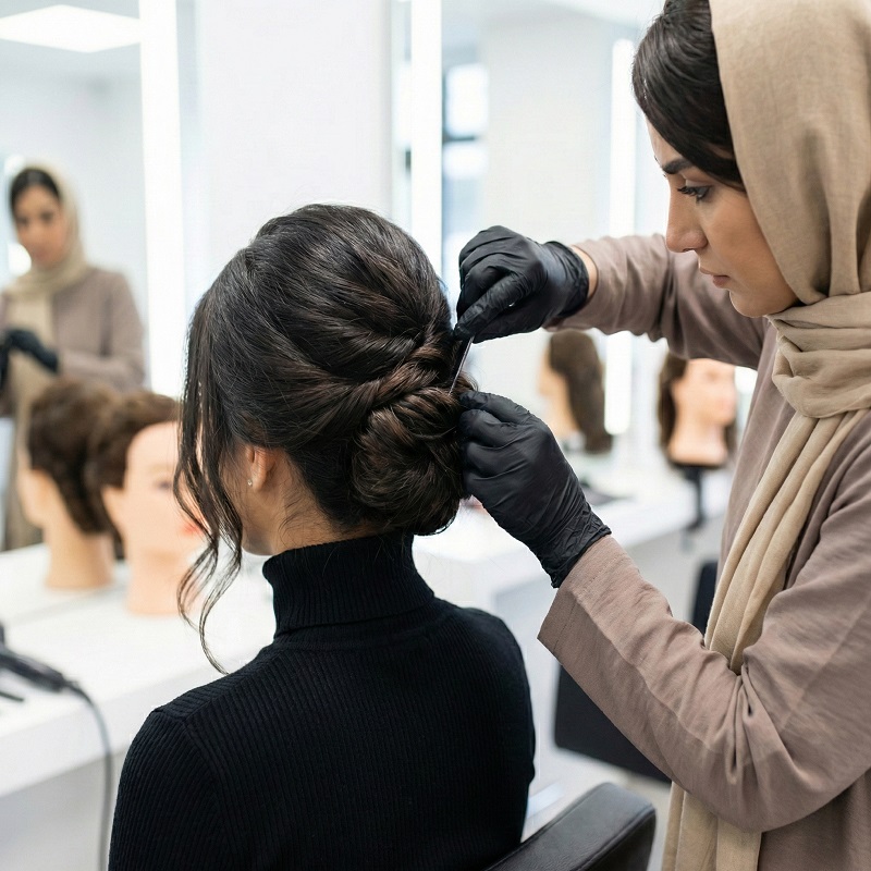 Hair chignon learning آموزش شینیون در اصفهان